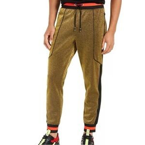 INC International Concepts Men's Gold Jogger Pants Size L Zipper Front Pockets